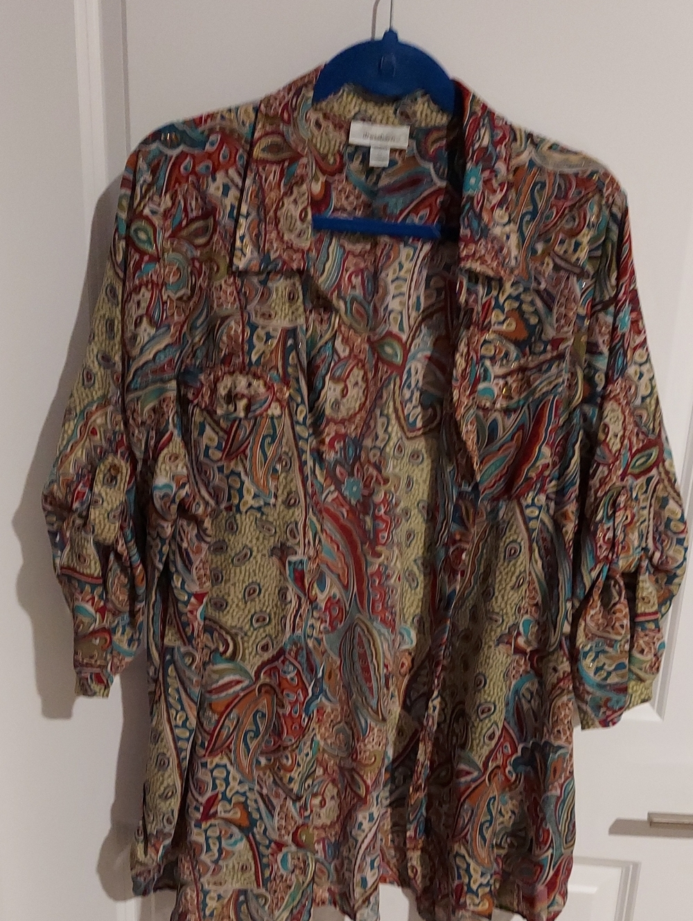 Lightweight Paisley Print Button-Front Top - Multicolor